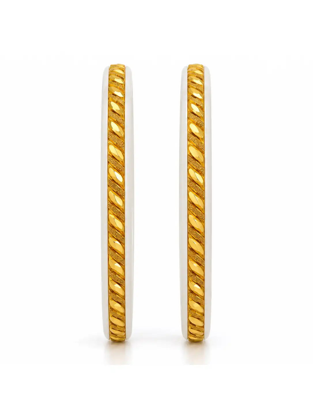 Gold Plated Linear White Sakha Bangle Set