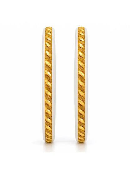 Gold Plated Linear White Sakha Bangle Set
