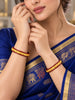 Gold Plated Paisley Maroon Pola Bangle Set