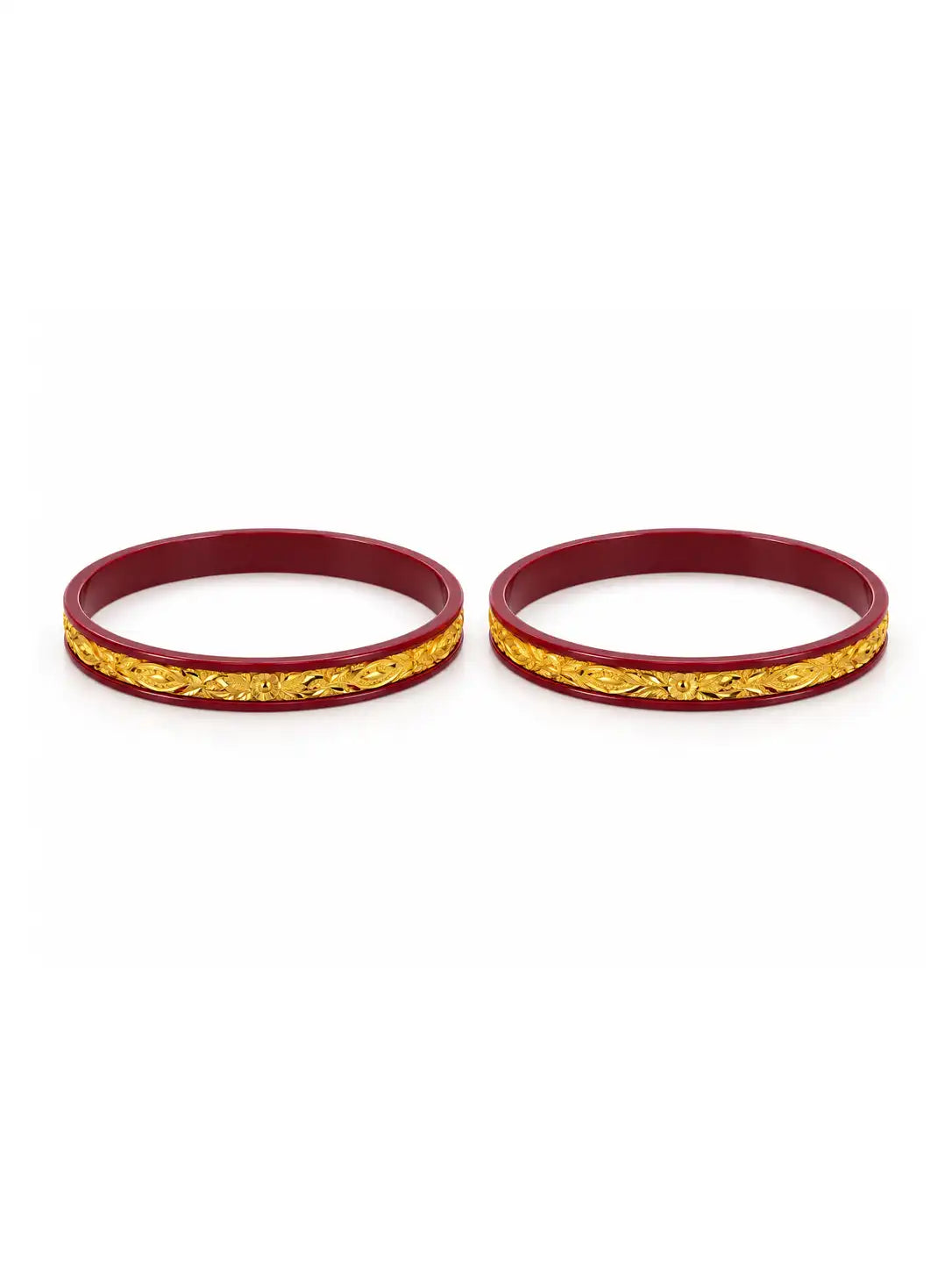 Gold Plated Paisley Maroon Pola Bangle Set