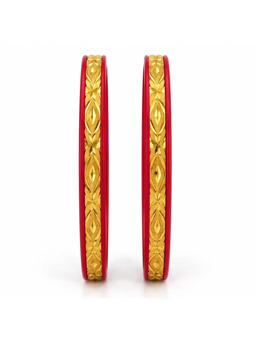 Gold Plated Paisley Red Pola Bangle Set
