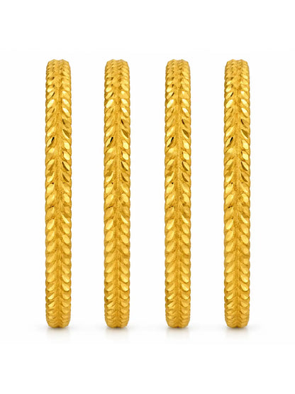 Gold Plated Festive Leaf Bangle Set