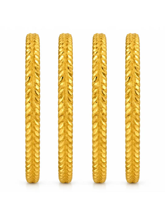 Gold Plated Festive Leaf Bangle Set