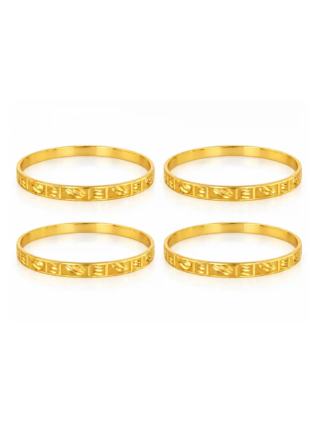 Gold Plated Festive Leaf Motif Bangle Set