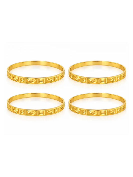 Gold Plated Festive Leaf Motif Bangle Set