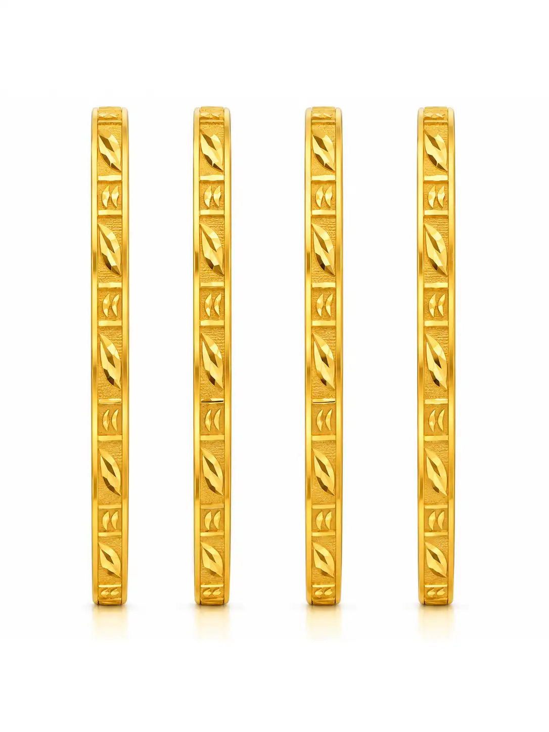 Gold Plated Festive Leaf Motif Bangle Set