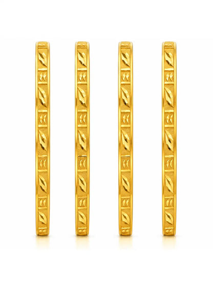 Gold Plated Festive Leaf Motif Bangle Set