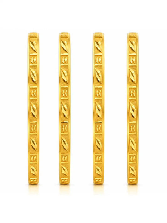 Gold Plated Festive Leaf Motif Bangle Set