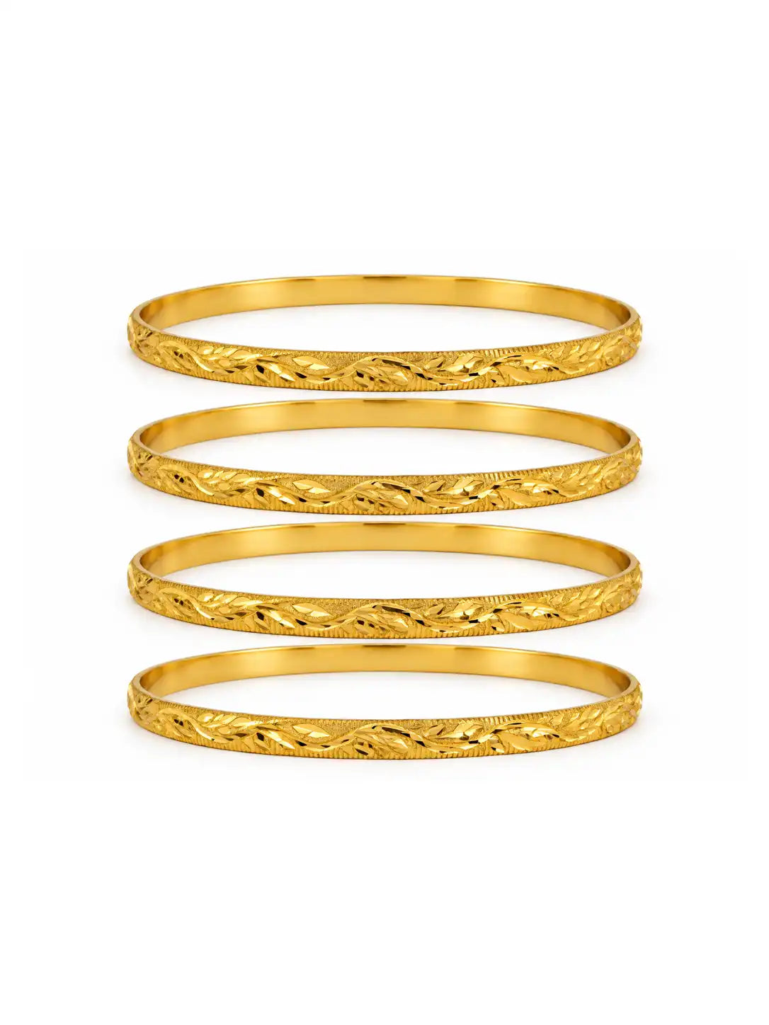 Gold Plated Festive Leaf Design Bangle Set