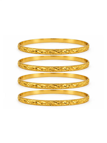 Gold Plated Festive Leaf Design Bangle Set