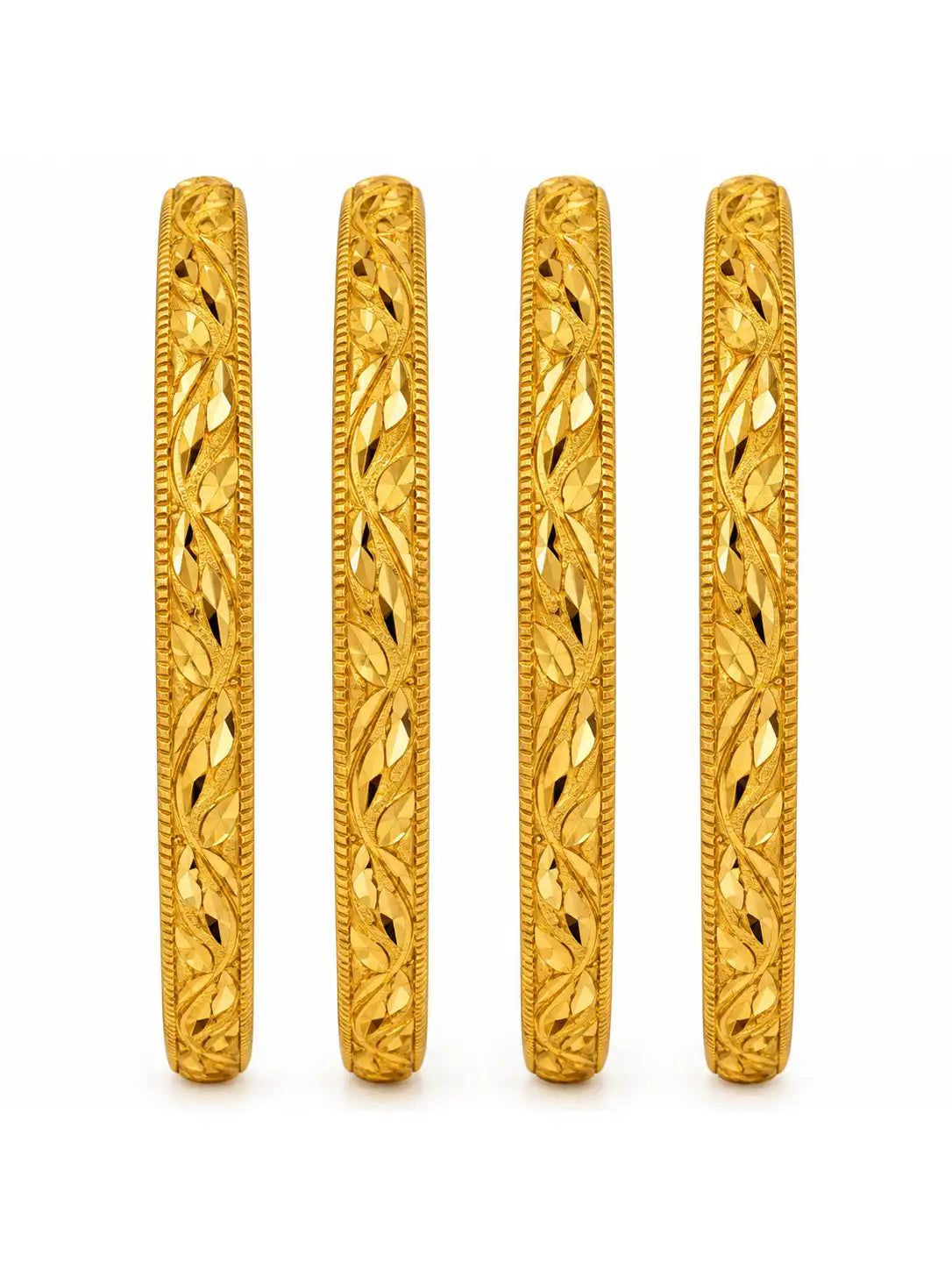 Gold Plated Festive Leaf Design Bangle Set