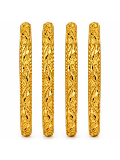 Gold Plated Festive Leaf Design Bangle Set
