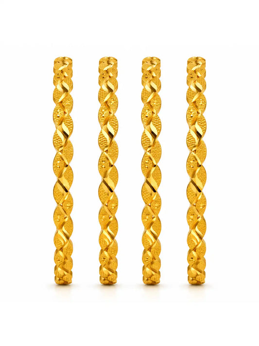 Gold Plated Festive Infinity Twist Bangle Set