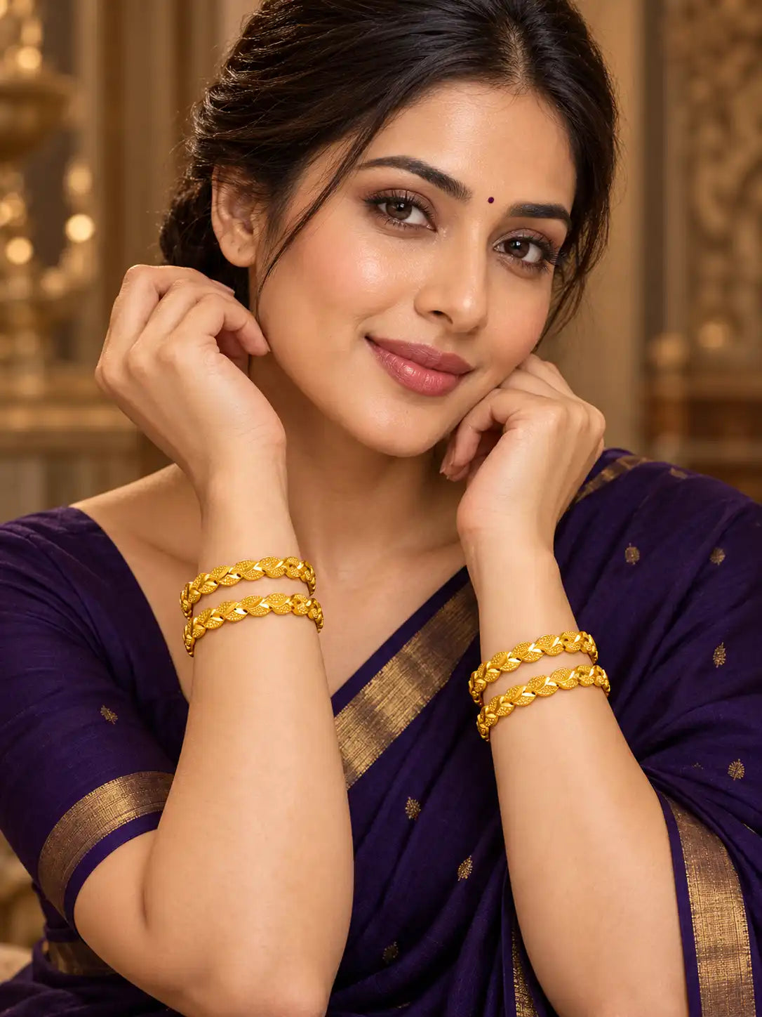 Gold Plated Festive Infinity Twist Bangle Set
