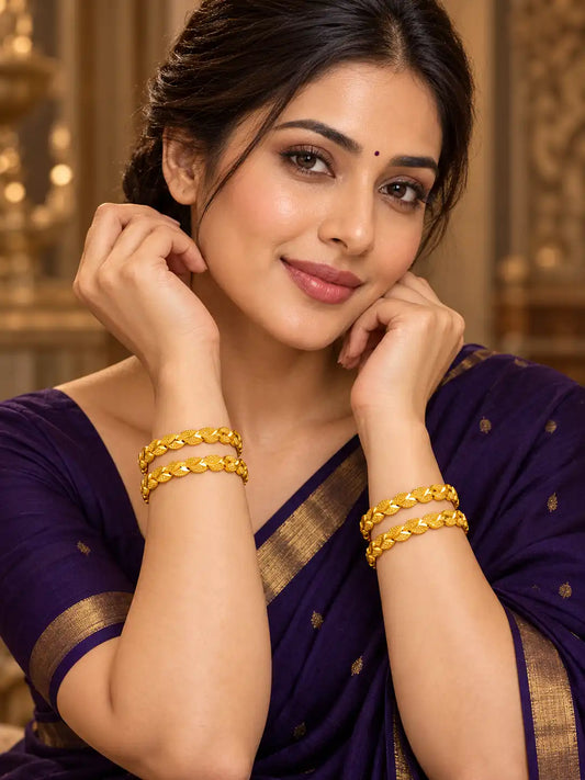 Gold Plated Festive Infinity Twist Bangle Set