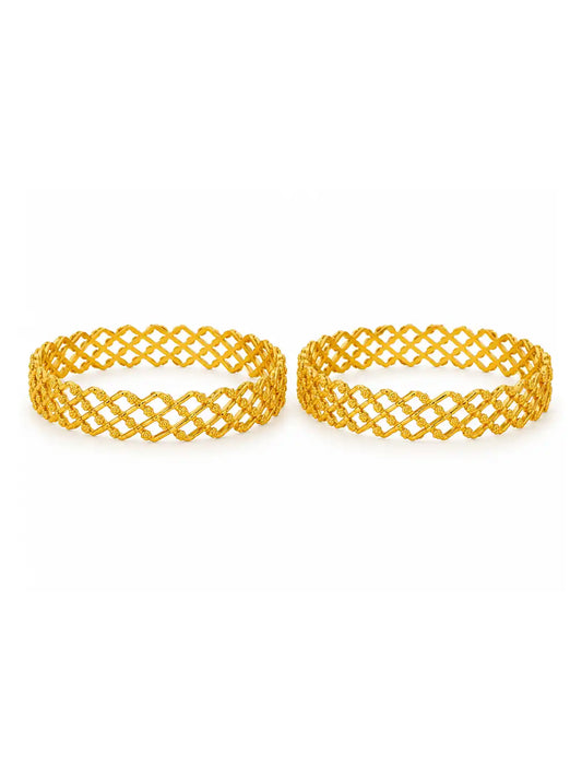 Gold Plated Festive Diamond Weave Bangle Set