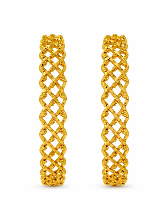 Gold Plated Festive Diamond Weave Bangle Set