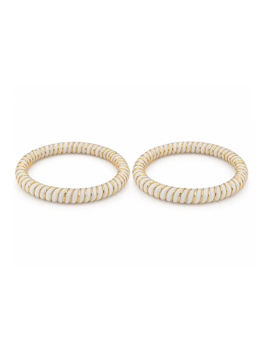 Gold Plated White Spiral Sankha Bangle Set