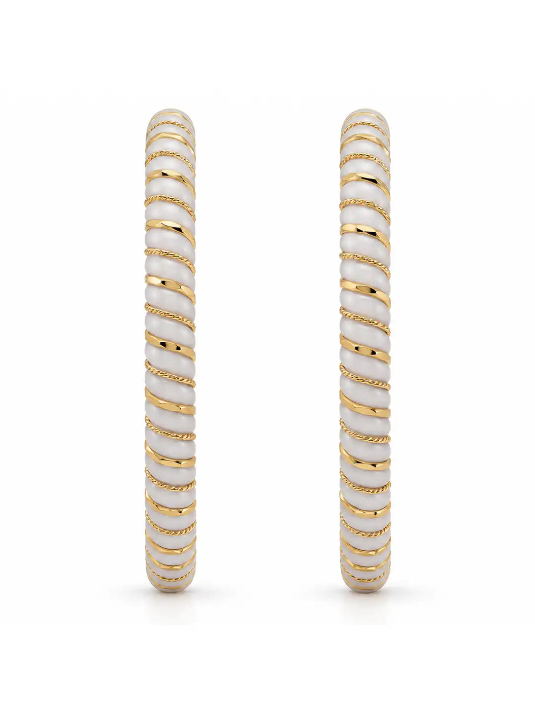 Gold Plated White Spiral Sankha Bangle Set