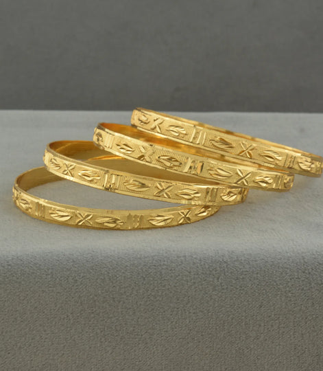 Gold Plated Ethnic Chillai Bangle Set