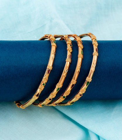 Gold Plated Traditional Stone Bangle Set