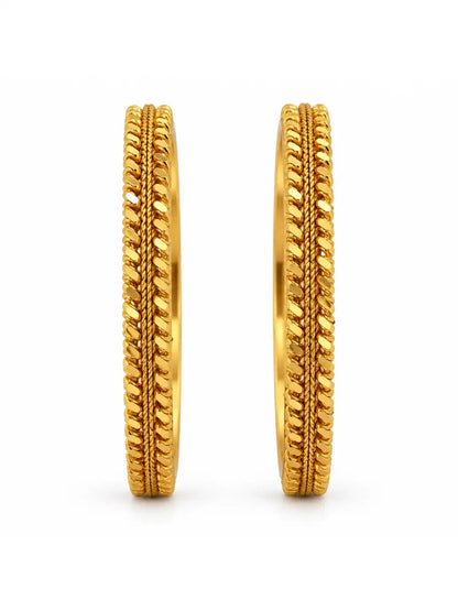 Gold Plated Textured Special Bangle Set