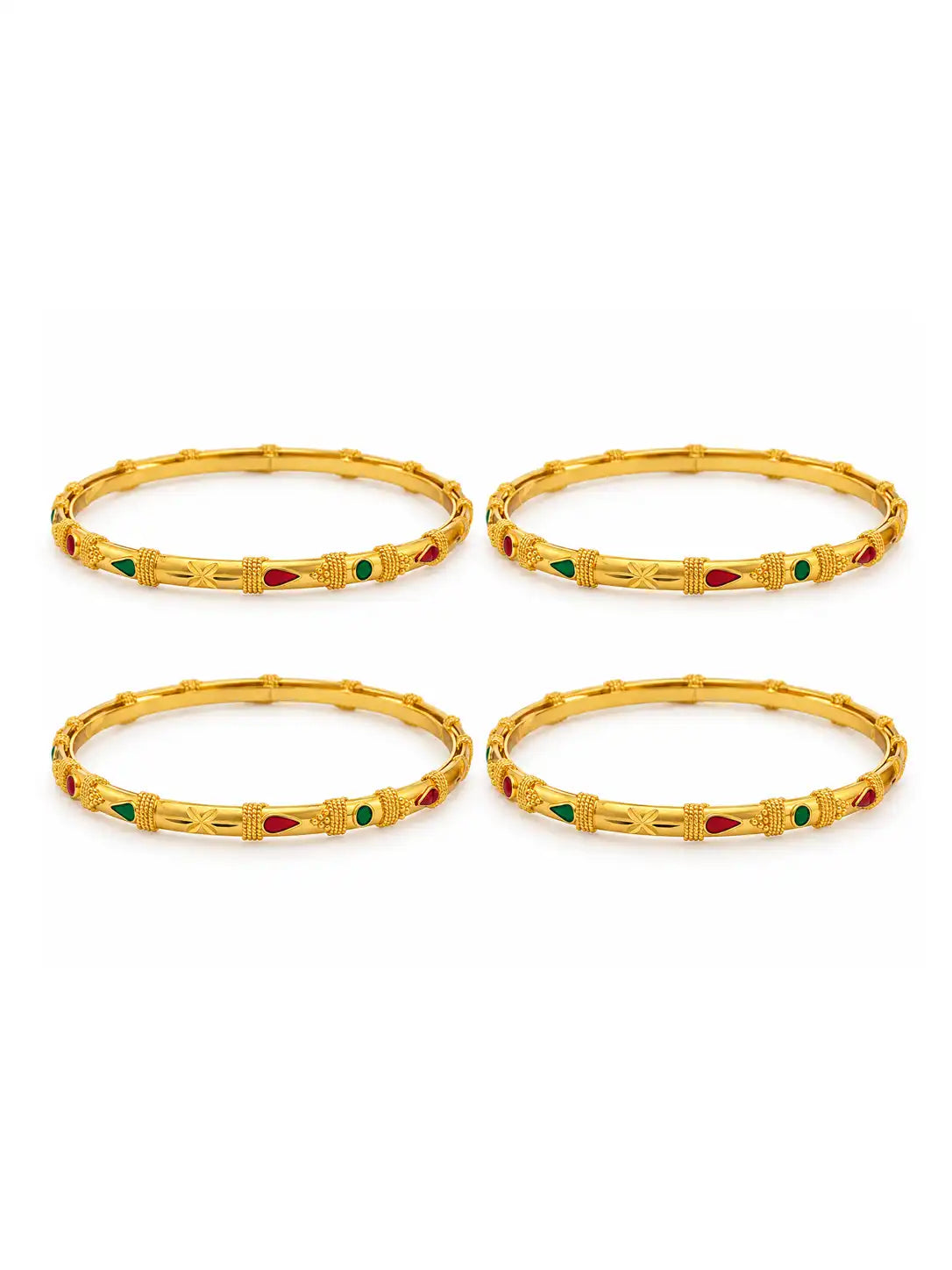 Gold Plated Traditional Stone Bangle Set