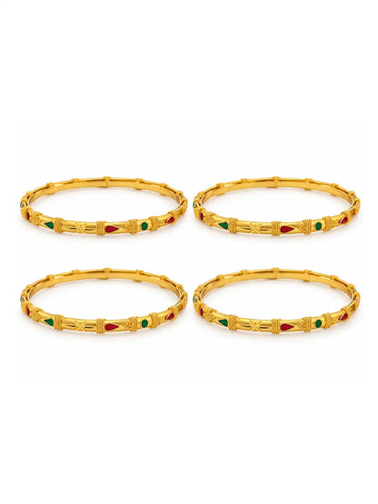 Gold Plated Traditional Stone Bangle Set