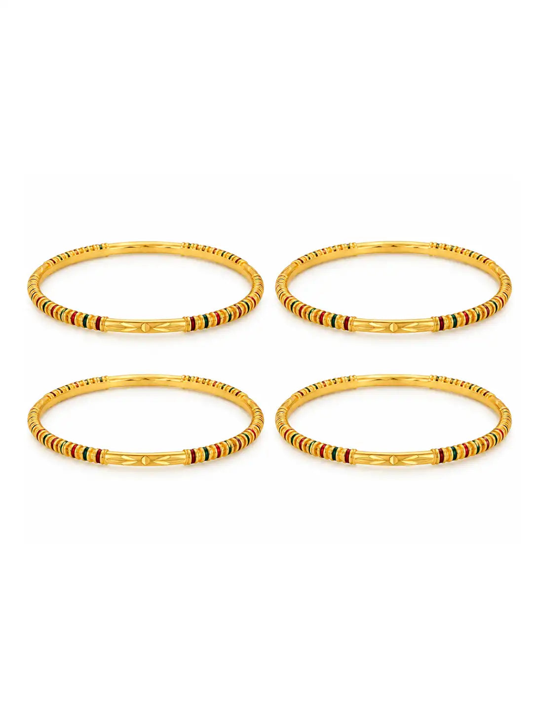Gold Plated Traditional Enamel Bangle Set