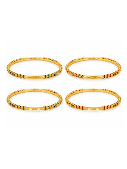 Gold Plated Traditional Enamel Bangle Set