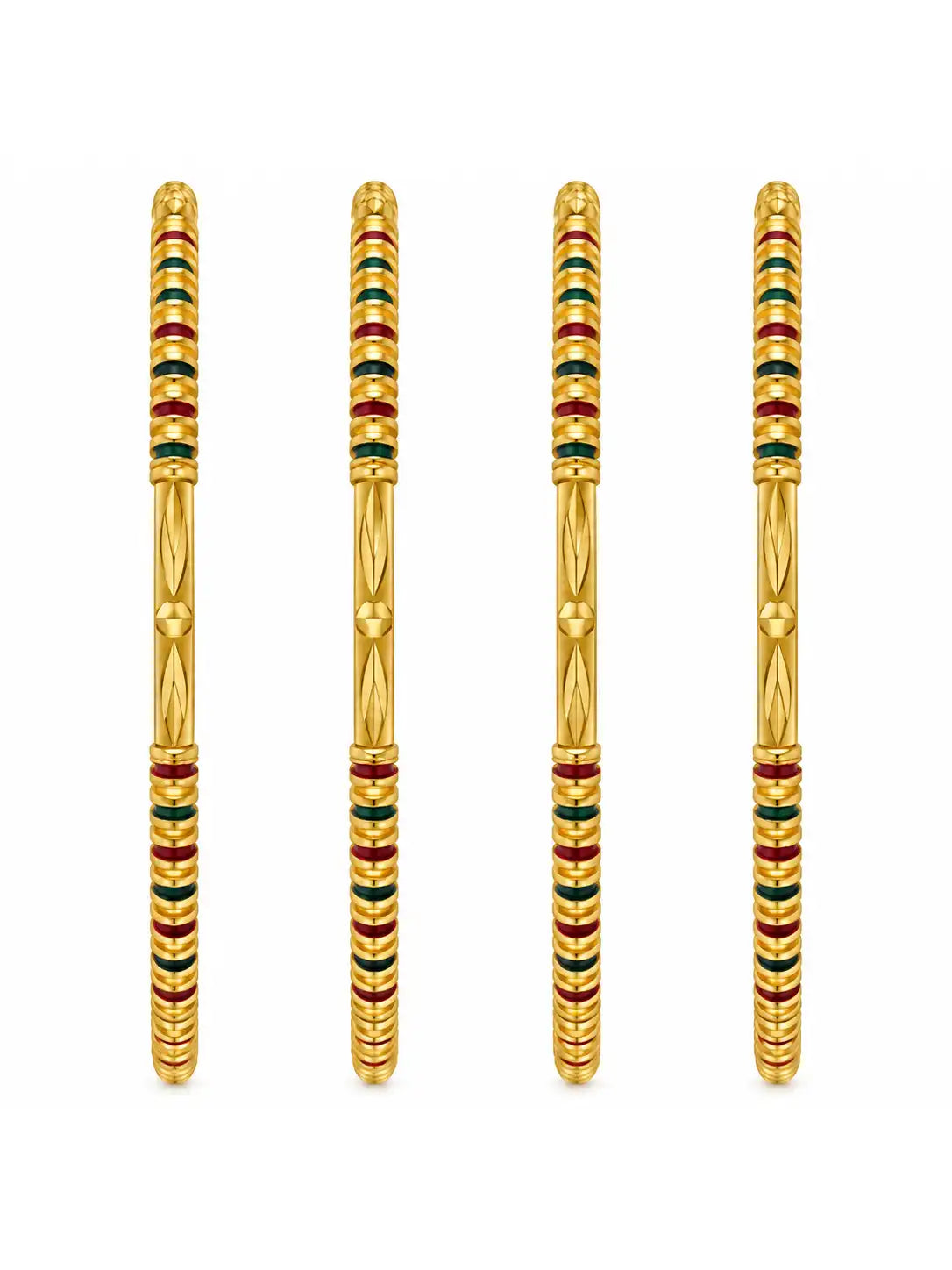 Gold Plated Traditional Enamel Bangle Set