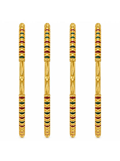 Gold Plated Traditional Enamel Bangle Set