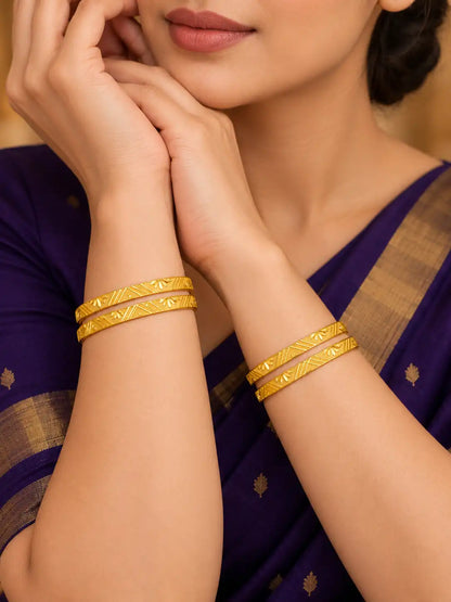 Gold Plated Festive Sunburst Bangle Set