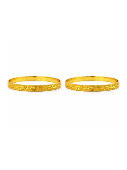 Gold Plated Festive Curved Leaf Bangle Set