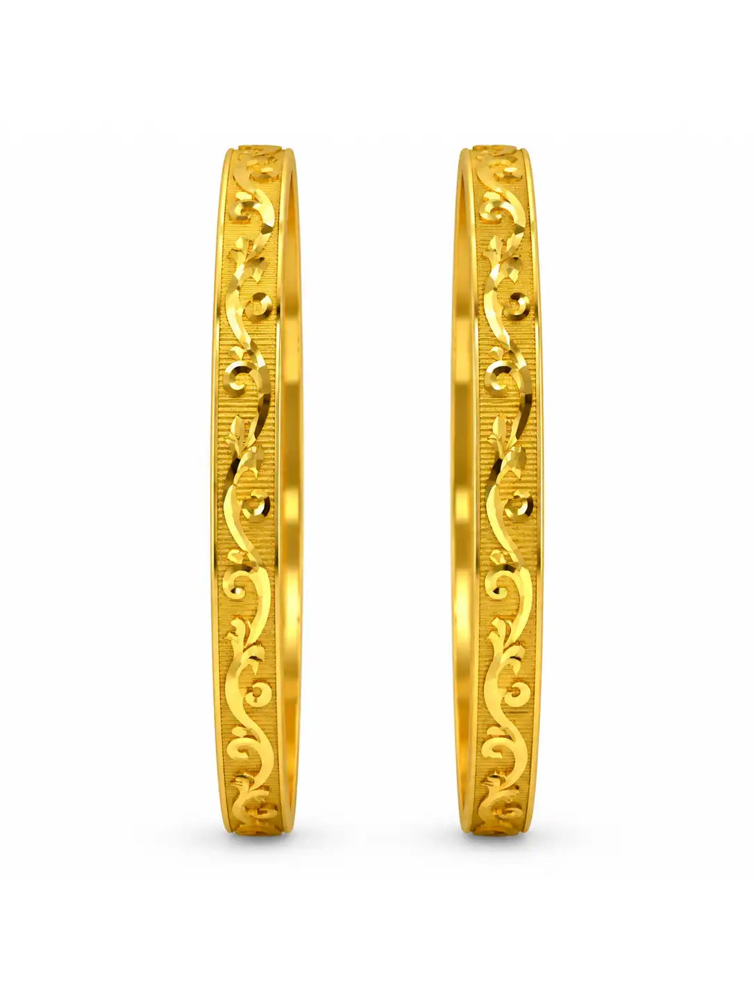Gold Plated Festive Curved Leaf Bangle Set