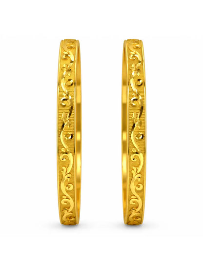 Gold Plated Festive Curved Leaf Bangle Set