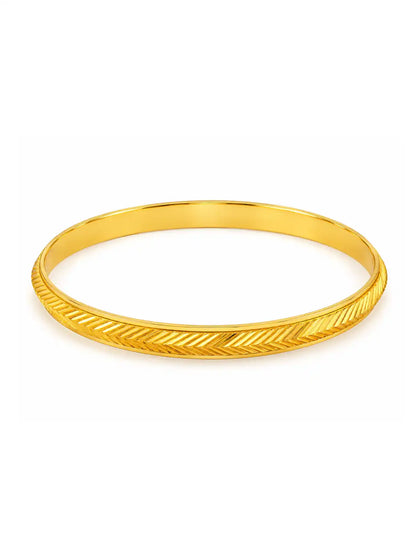 Gold Plated Herringbone Chevron Single Bangle