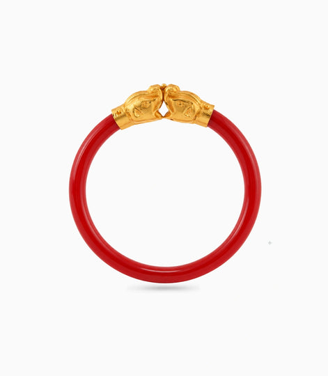 Gold Plated Red Ethnic Single Pola Bangles