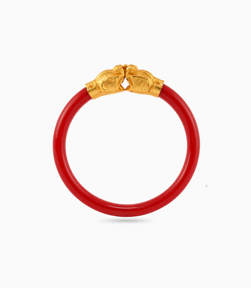 Gold Plated Red Ethnic Single Pola Bangles