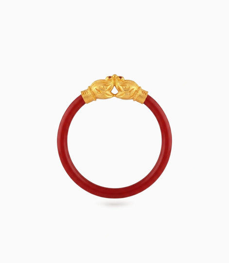 Gold Plated Red Ethnic Single Pola Bangles