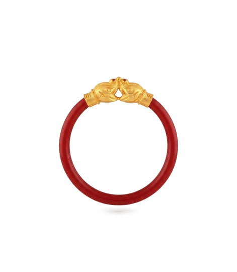 Gold Plated Red Ethnic Single Pola Bangles