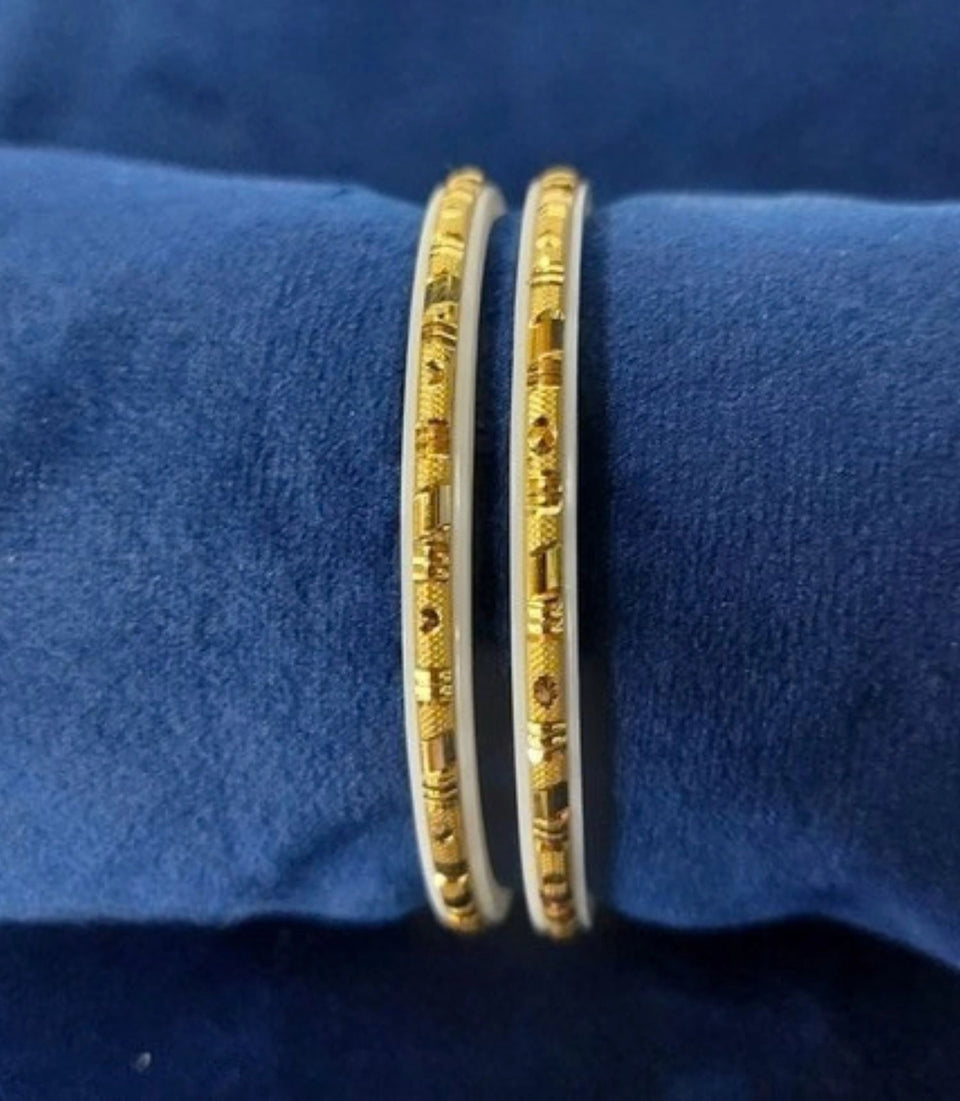 Gold Plated White Pola Bangle Set