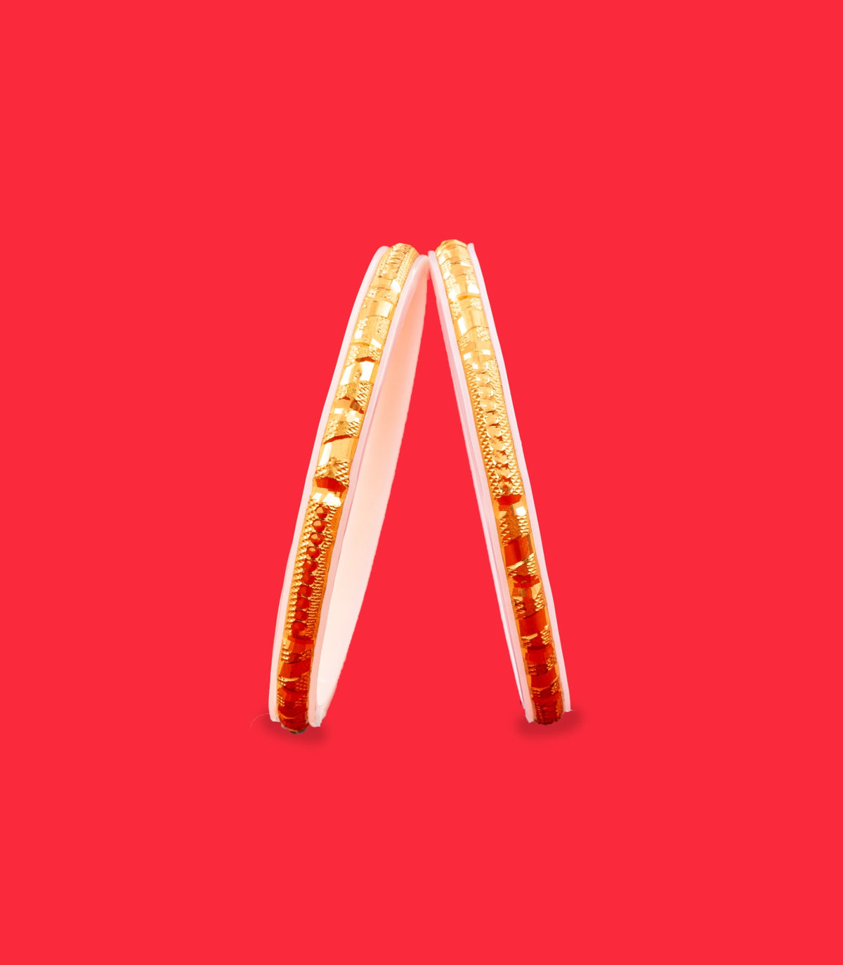 Gold Plated Designed White Pola Bangle Set