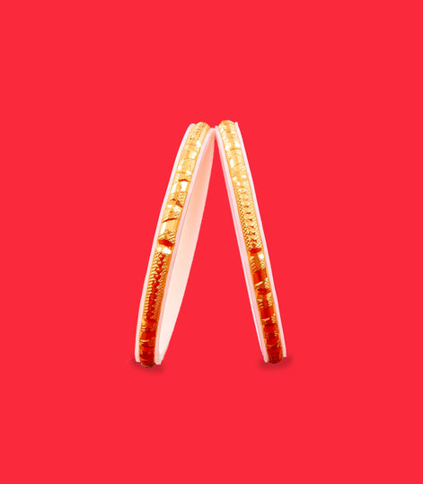 Gold Plated Designed White Pola Bangle Set