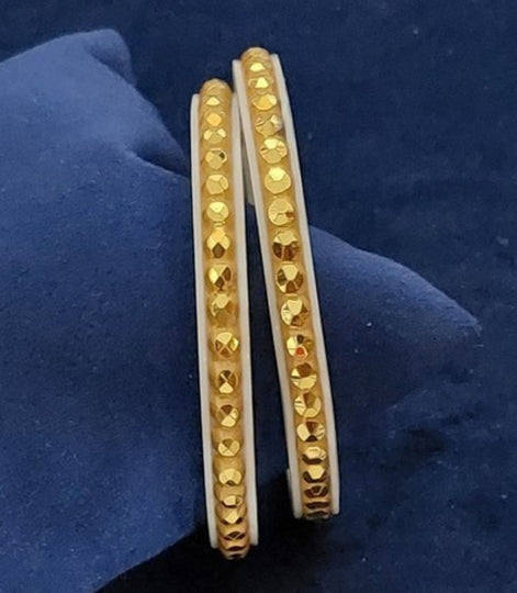 Gold Plated Traditional White Pola Bangle Set