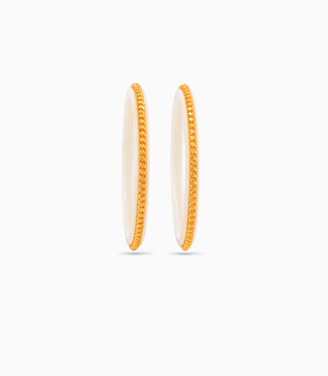 Gold Plated Twisted White Pola Bangle Set