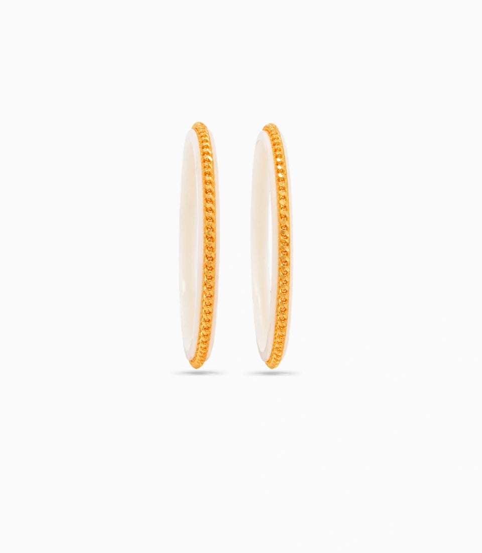 Gold Plated Twisted White Pola Bangle Set