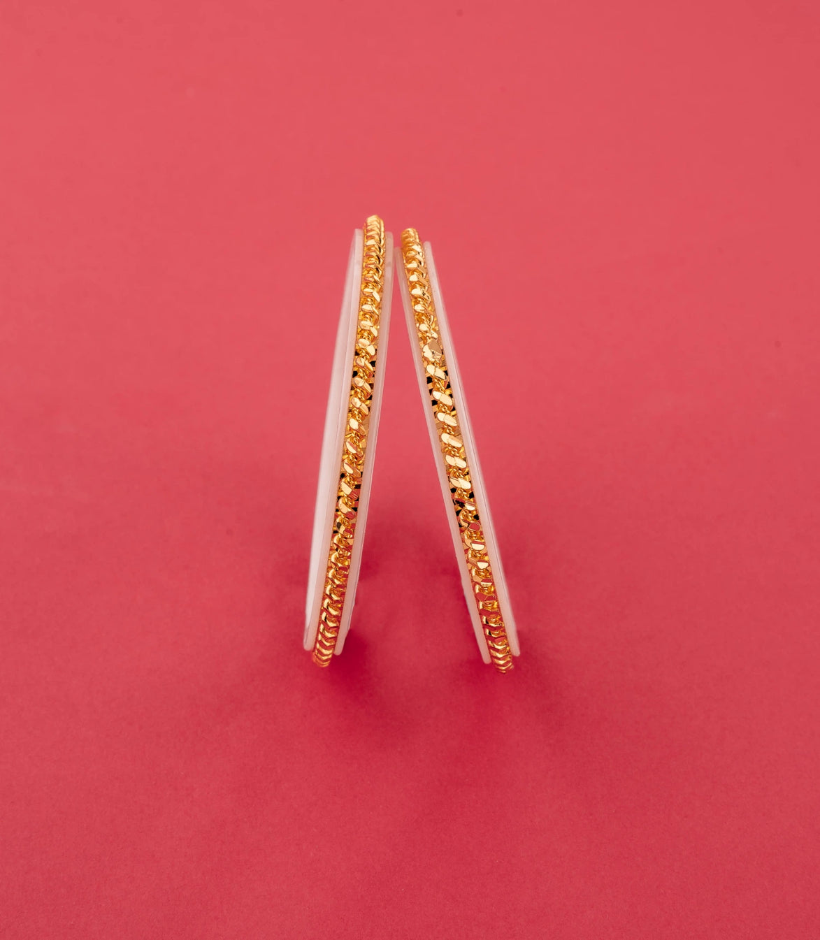 Gold Plated Twisted White Pola Bangle Set