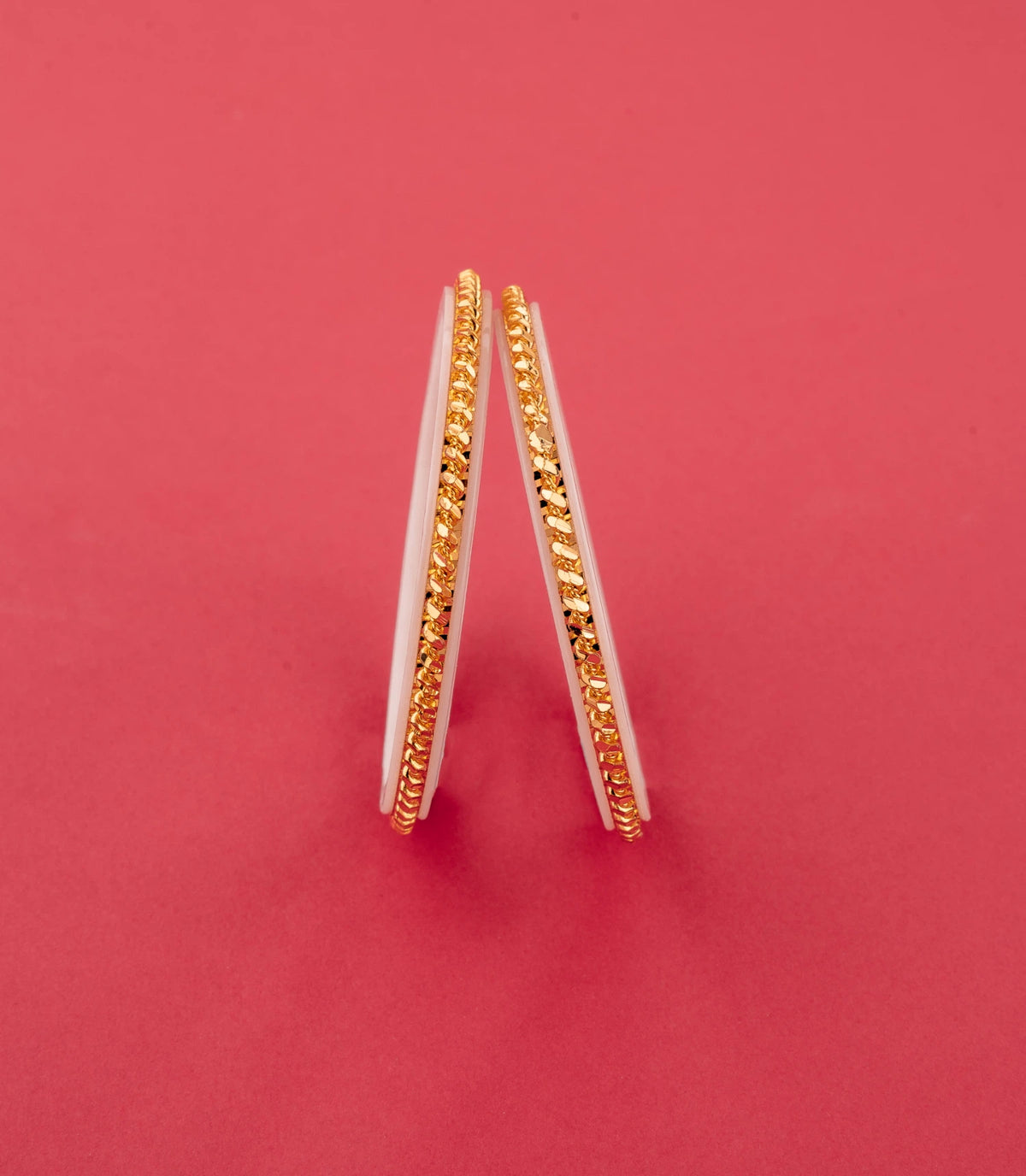 Gold Plated Twisted White Pola Bangle Set