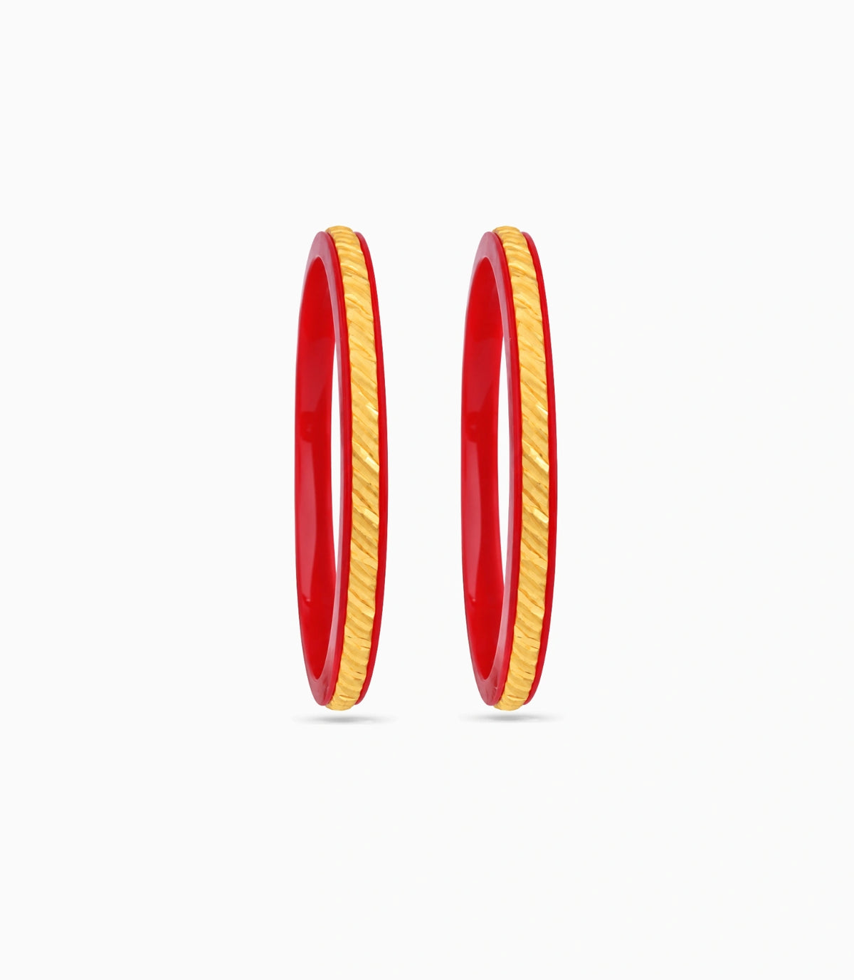 Gold Plated Linear Red Pola Bangle Set